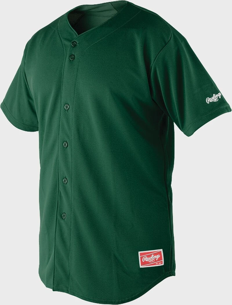 Rawlings Short Sleeve Full Button Front Jersey, Adult & Youth 1 Rawlings Short Sleeve Full Button Front Jersey, Adult & Youth